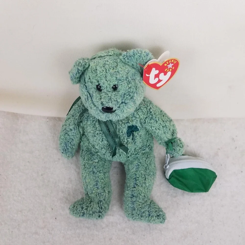 Ty Plush Beanie Baby Shamrock the Bear Buddies 8 in green with‎ bag